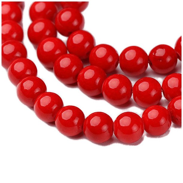 Candy jade, round bead, red, 6mm, 20pcs.