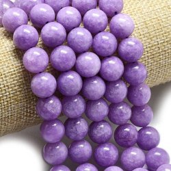 Candy-Jade, gef�rbt, lila, rund, 12 mm, 6 Stk.