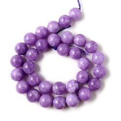 Candy-Jade, gef�rbt, lila, rund, 12 mm, 6 Stk.