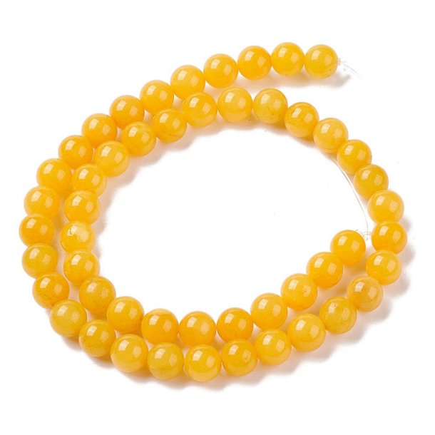 Candy jade, whole strand, round, golden yellow, 8mm, 50pcs.