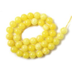 Candy-Jade, runde Perle, ganzer Perlenstrang, gelb, 10 mm, ca. 38 Stk.