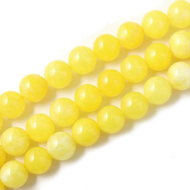 Candy-Jade, runde Perle, gelb, 10 mm, 6 Stk.