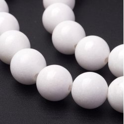 Candy jade beads, white, round, diameter 8mm, 6pcs.