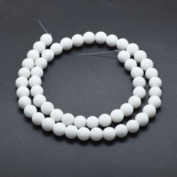 Candy-Jade, ganzer Strang, rund, mattiert, gef&auml;rbt, wei&szlig;, 8mm, 45 Stk.