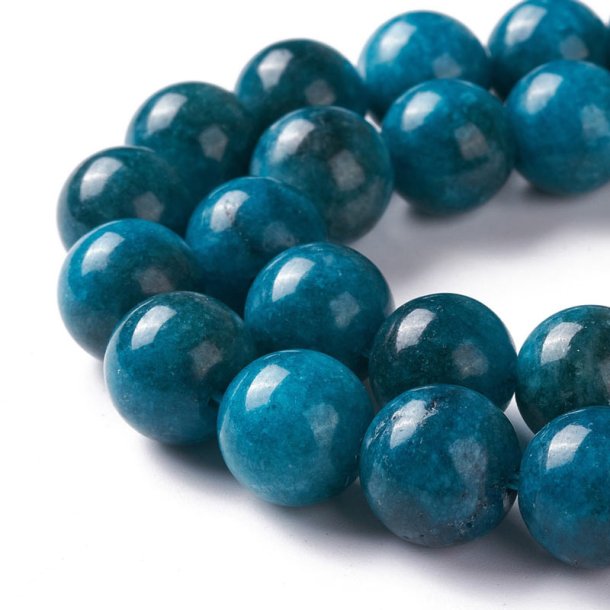 Candy jade, petroleum blue, round, 10 mm, 6 pcs.
