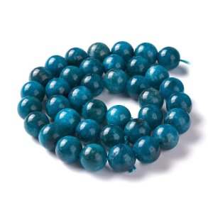 Candy Jade, ganzer Strang, petrolblau, rund, 10 mm, ca. 38 Stck.