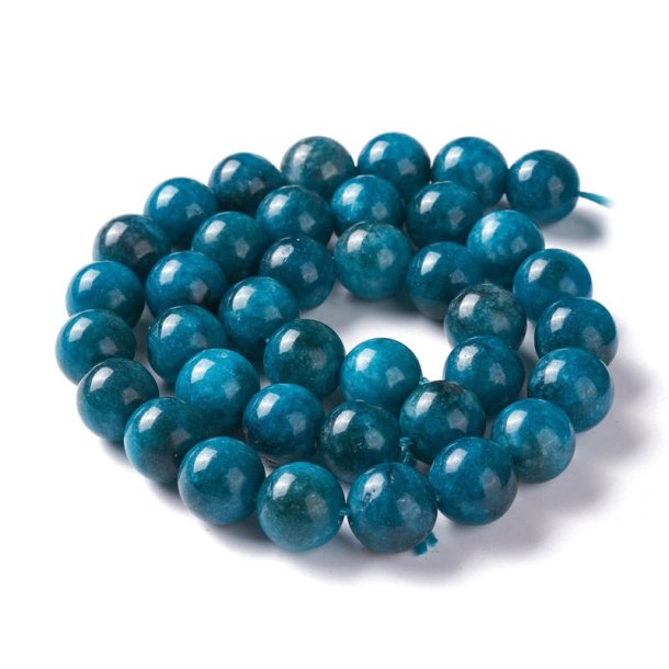 Candy jade, whole strand, petroleum blue, round, 10 mm, appx. 38 pcs.