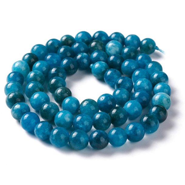 Candy Jade, ganzer Strang, petrolblau, rund, 6 mm, ca. 60 Stck.