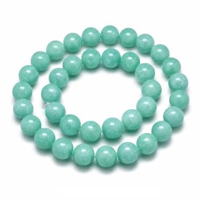 Candy jade, full strand, pastel turquoise, round bead, 12mm, 32pcs.