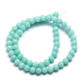 Candy jade, full strand, pastel turquoise, round bead, 8mm, 49pcs.