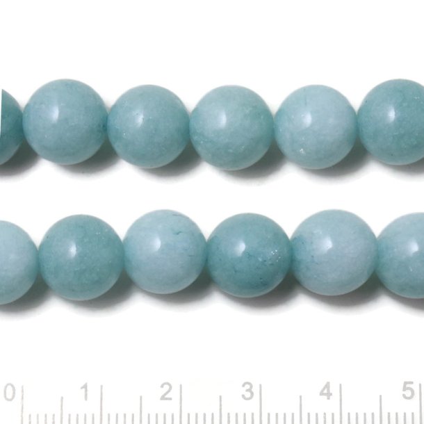 Candy jade bead, dyed, Aqua-turquoise, round 10 mm, 6 pcs.