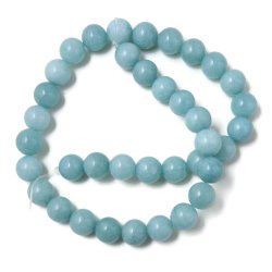 Candy Jade, ganzer Strang, rund, Aqua-T&uuml;rkis, 10 mm, ca. 37 St&uuml;ck.
