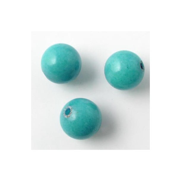 Candy jade, round, dark turquoise, 10mm, 6pcs.