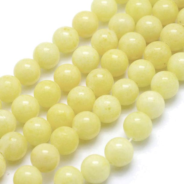 Candy jade bead, round, pale yellow, 8mm, 6pcs