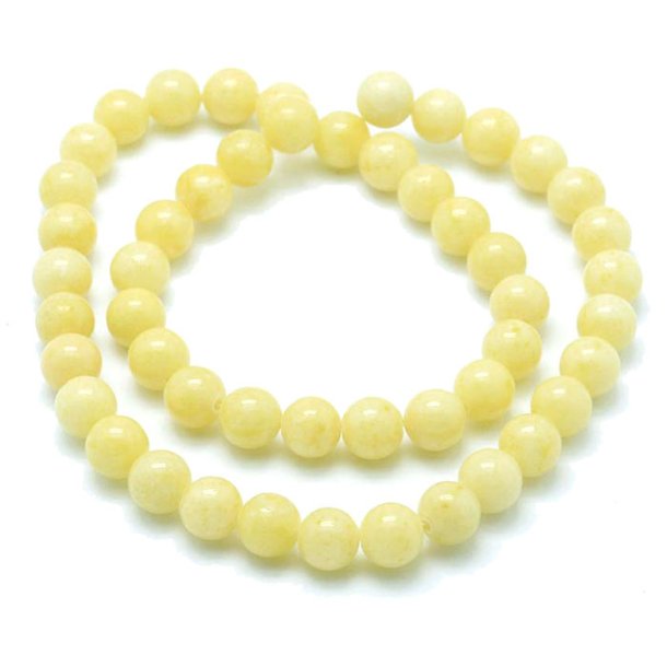 Candy jade bead, entire strand of beads, round, pale yellow, 8mm, appx. 50pcs