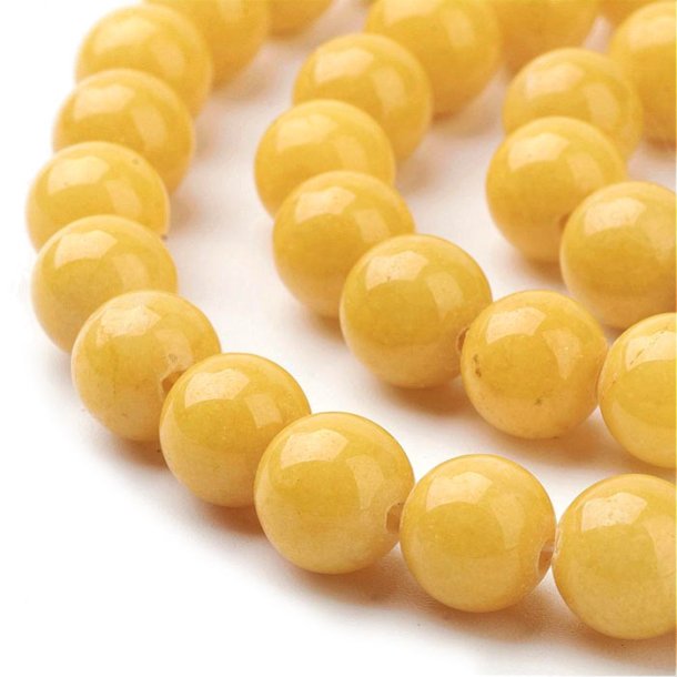 Candy jade, round bead, egg yolk yellow, 8mm, 6pcs