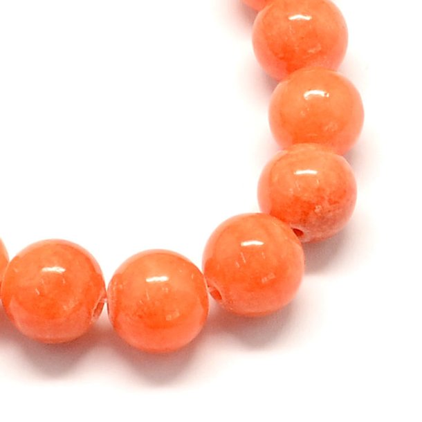 Candy-Jade, runde Perle, orange, 6 mm, 10 Stk.