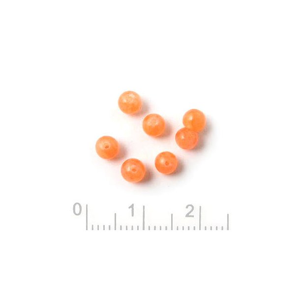 Candy jade, round beads, orange, 4mm, 20pcs.