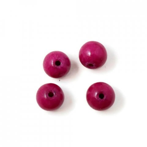 Candy-jade, rund, mørk rød-violet, 8 mm, 6 stk.