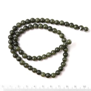 Candy-Jade, ganzer Strang, rund, dunkelolivgrn, 6 mm, 65 Stk.