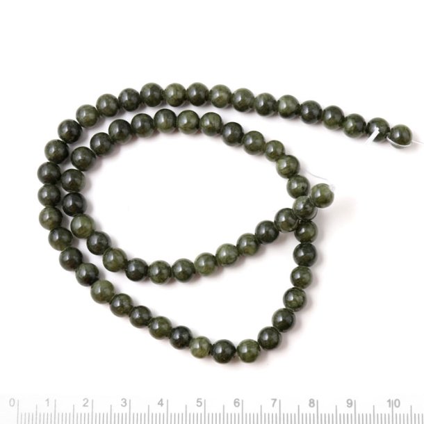 Candy jade, full strand, round, dark olive green, 6mm, 65pcs