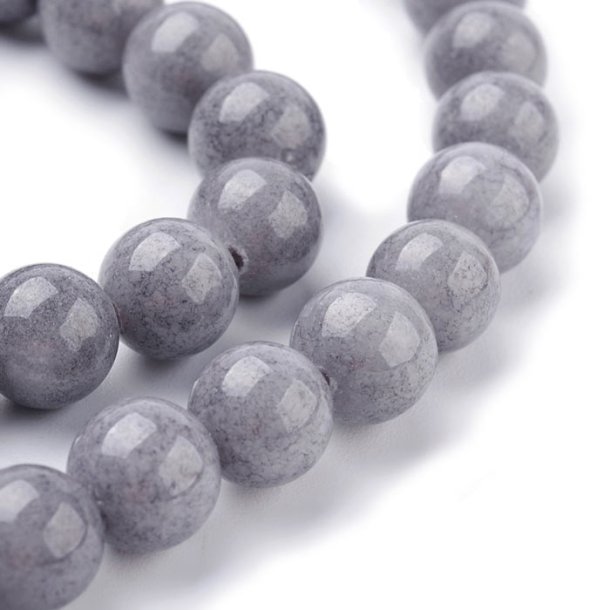 Candy jade bead, round, grey, 10mm, 6pcs.