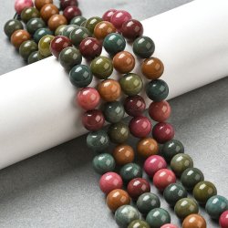 Jadeperle, halber Strang, gemischte grn-rtliche Farbtne, 8 mm, ca. 24 Stck