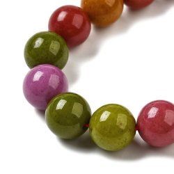 Jadeperle, halber Strang, gemischte lila, gelbe und rtliche, 6mm, 10 Stck