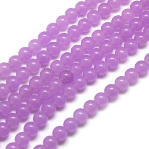 Jade-Perle, gefrbt, violett, rund, 6 mm, 10 Stk.
