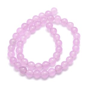 Jadeperle, hel perlestreng, farvet, lys violet, rund, 8 mm, ca. 48 stk.