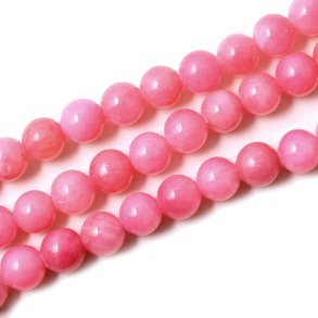 Candy-jade, pink, rund, 8 mm, 6 stk.