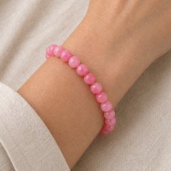 Candy-Jade, fuchsia, rund, 8 mm, 6 Stk.
