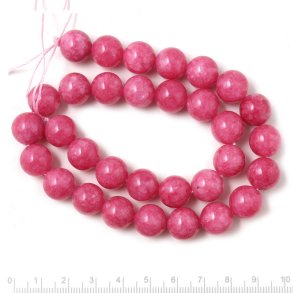 Candy-Jadeperlen, ganzer Strang, dunkel pink, rund 12 mm, 32 Stk.