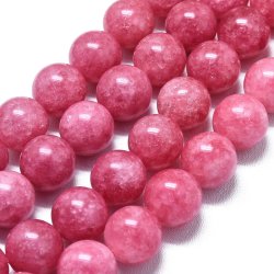 Candy-Jadeperlen, ganzer Strang, dunkel pink, rund 12 mm, 32 Stk.