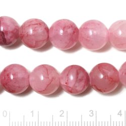 Natrlich Jadeperle, gefrbt, rund, rosa, 10 mm, 6 Stk.