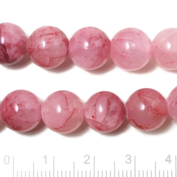  Natural Jade bead, dyed, misty rose, 10mm, 6pcs.