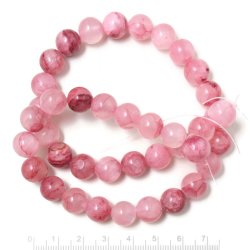 Natrlich Jadeperle, gefrbt, rund, rosa, 10 mm, 6 Stk.