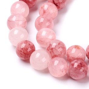 Natural Jade bead, dyed, misty rose, 12mm, 6 pcs.