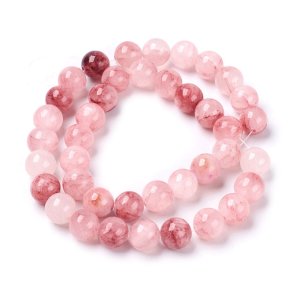 Natural Jade bead, dyed, full strand, misty rose, 12mm, appx. 33pcs.