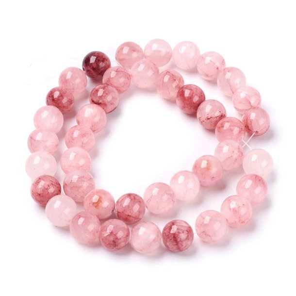 Natural Jade bead, dyed, full strand, misty rose, 12mm, appx. 33pcs.