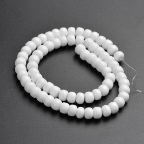 Candy jade beads, full strand, white, column shaped, diameter 8x6mm, ca. 70 pcs.