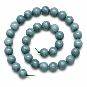 Jade, gef�rbt, ganzer Strang, grau-blau, runde Perle, 12 mm, ca. 32 Stck