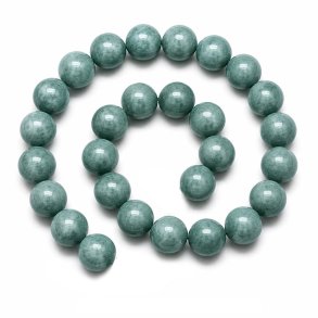 Jade, gef�rbt, ganzer Strang, grau-blau, runde Perle, 14 mm, ca. 28 St�ck