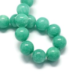 Candy Jade, aquamarin, runde Perle, 6 mm, 10 Stk.
