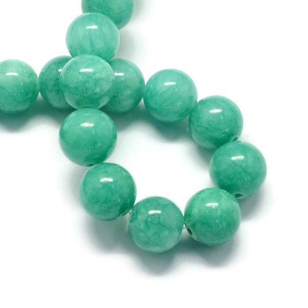 Candy jade, whole strand, aquamarine, round pearl, 6mm