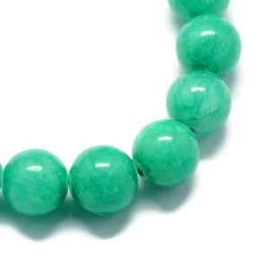 Candy Jade, aquamarin, runde Perle, 6 mm, 10 Stk.