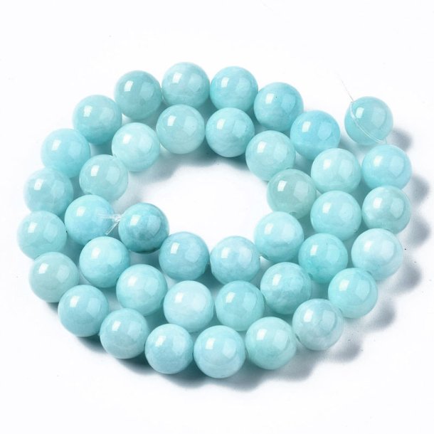 Candy jade, full strand, pale bluish turquoise, round bead, 12mm, 31pcs.