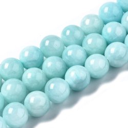 Candy-Jade, helles blau-t&uuml;rkis, runde perle, 12 mm, 6 Stk.