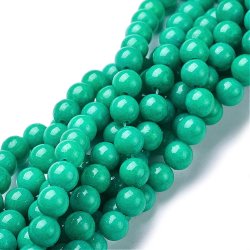 Candy jade, hel streng, m�rk turkis, opak, rund perle, 6 mm, 64 Stk