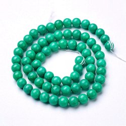 Candy jade, hel streng, m�rk turkis, opak, rund perle, 6 mm, 64 Stk